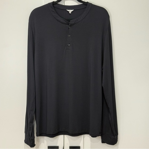 Eberjey Henry Top Henley Long Sleeve Tencel Modal Black Large Pajama Long Comfy - Picture 4 of 10